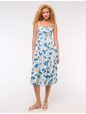 Bestseller The Abercrombie Blue and White Emerson Poplin Wide Strap Midi Dress